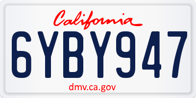 CA license plate 6YBY947