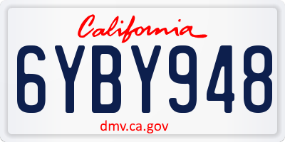 CA license plate 6YBY948