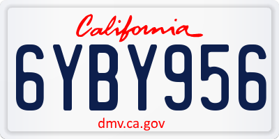 CA license plate 6YBY956