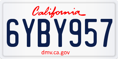 CA license plate 6YBY957