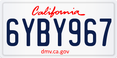 CA license plate 6YBY967