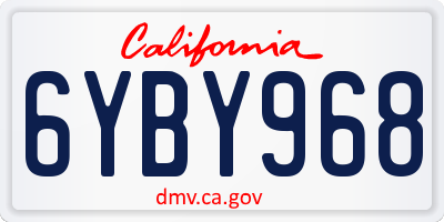 CA license plate 6YBY968