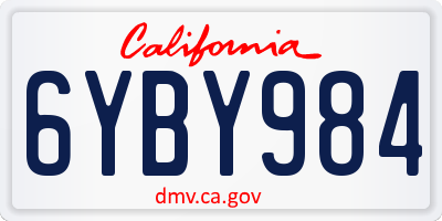 CA license plate 6YBY984