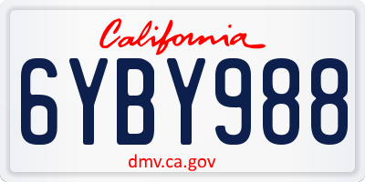 CA license plate 6YBY988