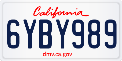 CA license plate 6YBY989