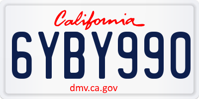 CA license plate 6YBY990