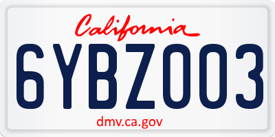 CA license plate 6YBZ003