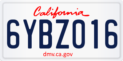 CA license plate 6YBZ016