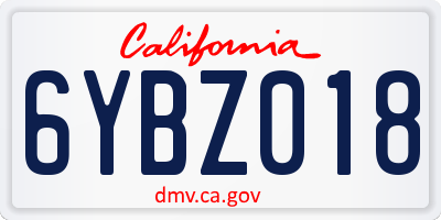 CA license plate 6YBZ018
