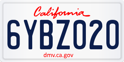 CA license plate 6YBZ020