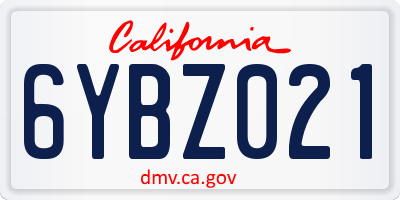 CA license plate 6YBZ021