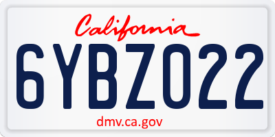 CA license plate 6YBZ022