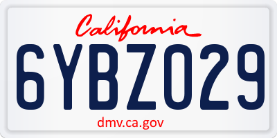 CA license plate 6YBZ029