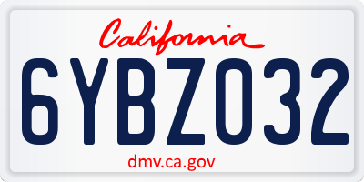 CA license plate 6YBZ032