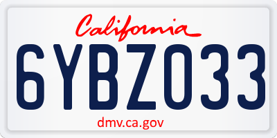 CA license plate 6YBZ033