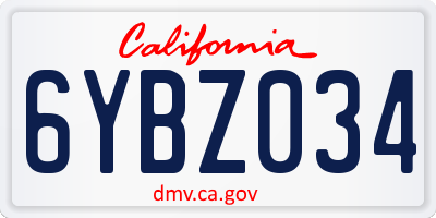 CA license plate 6YBZ034