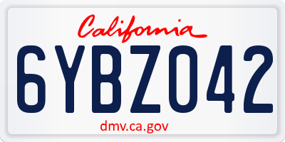 CA license plate 6YBZ042