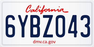 CA license plate 6YBZ043