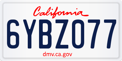 CA license plate 6YBZ077