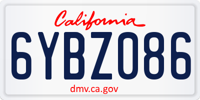 CA license plate 6YBZ086