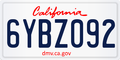 CA license plate 6YBZ092