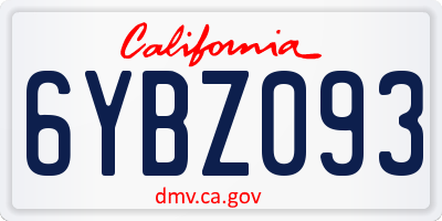 CA license plate 6YBZ093