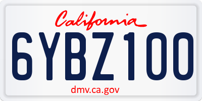 CA license plate 6YBZ100