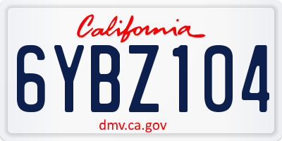 CA license plate 6YBZ104