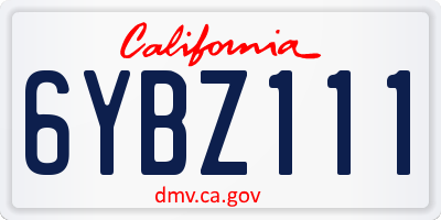 CA license plate 6YBZ111