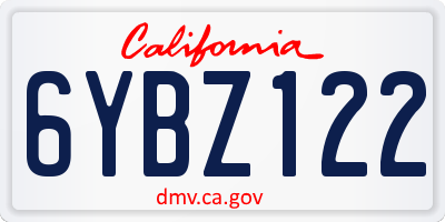 CA license plate 6YBZ122