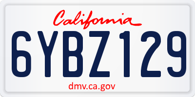 CA license plate 6YBZ129