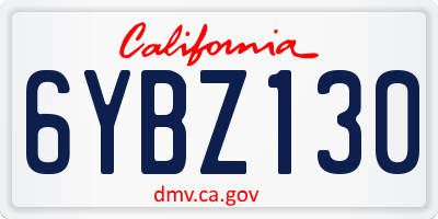 CA license plate 6YBZ130