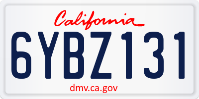 CA license plate 6YBZ131