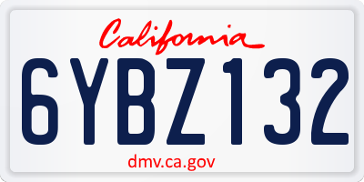 CA license plate 6YBZ132