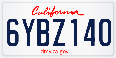 CA license plate 6YBZ140
