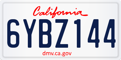 CA license plate 6YBZ144