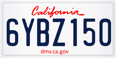 CA license plate 6YBZ150