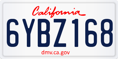 CA license plate 6YBZ168