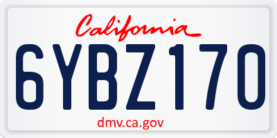 CA license plate 6YBZ170