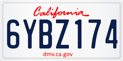 CA license plate 6YBZ174