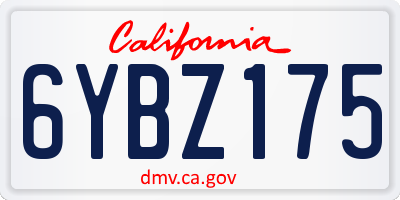 CA license plate 6YBZ175