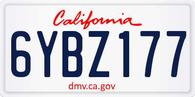 CA license plate 6YBZ177