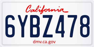 CA license plate 6YBZ478
