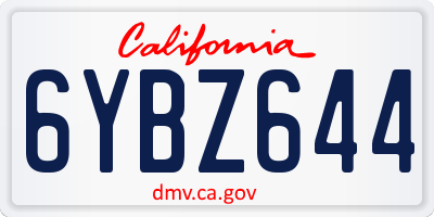 CA license plate 6YBZ644