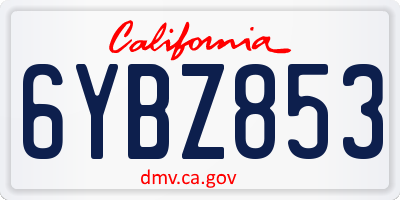 CA license plate 6YBZ853