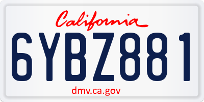 CA license plate 6YBZ881