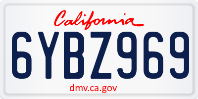 CA license plate 6YBZ969