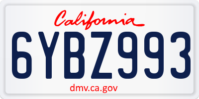 CA license plate 6YBZ993