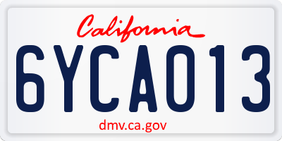 CA license plate 6YCA013