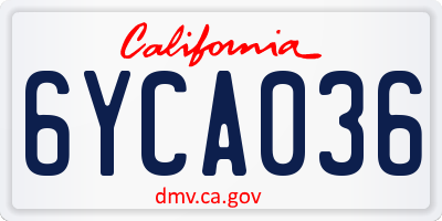 CA license plate 6YCA036